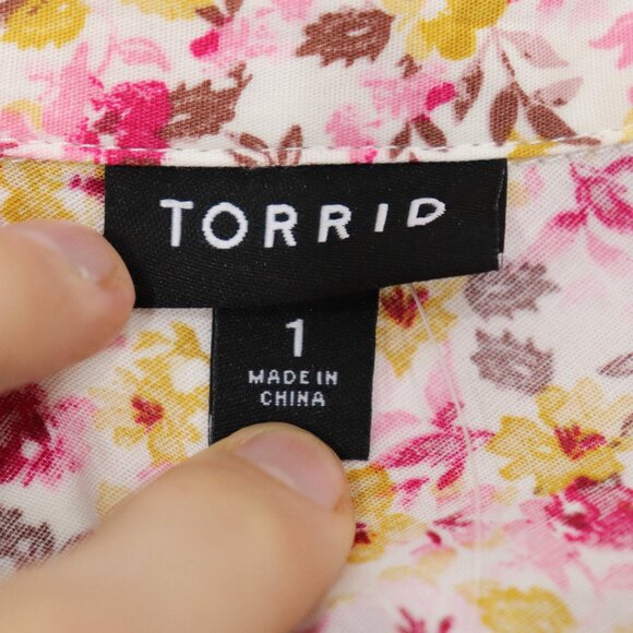 Torrid Poplin Collared Shirt Dress Sunshine Ditsy Floral Size 1X (14-16) NWT - Picture 5 of 6